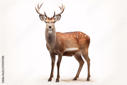 a deer with antlers standing on a white background © Eugeniu