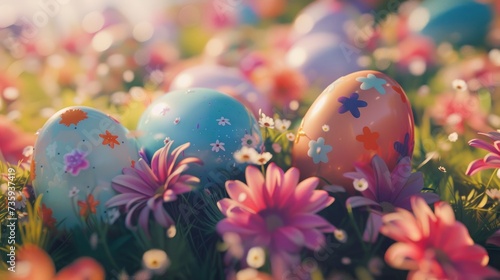 Easter Eggs Bursting with Color and Floral Designs