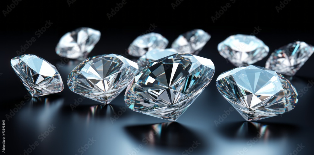 Diamonds group placed on dark blue background Diamonds group placed on dark blue background