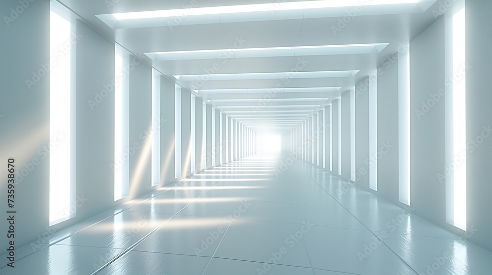 Abstract rectangular tunnel made of luminous elements