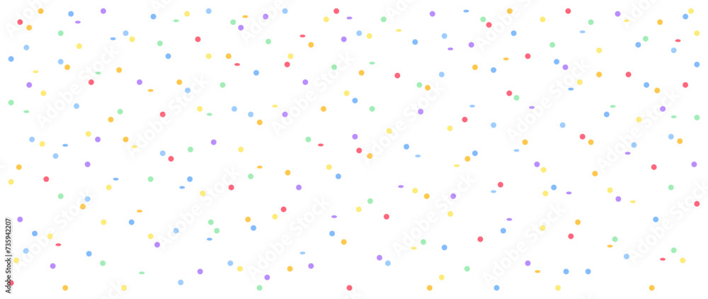 Background with colored round confetti. Vector illustration for cover, banner, poster, card, web and packaging.