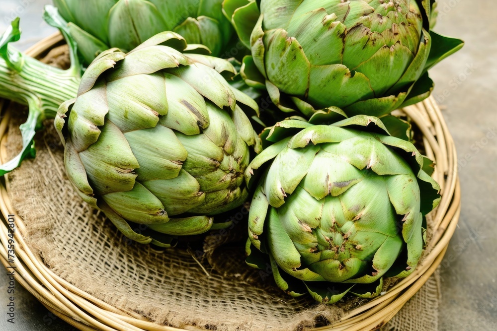 Obraz premium Fresh raw artichoke.