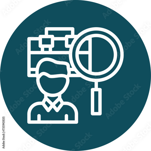 Person with magnifying glass looking at job offers Icon