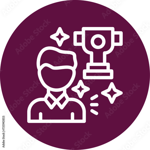 Person with a trophy for winning a competition Icon