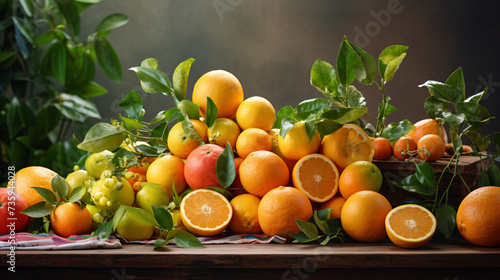 Fresh citrus fruits on a table