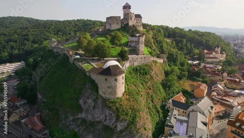Aerial view of the Trencin castle in Slovakia photo