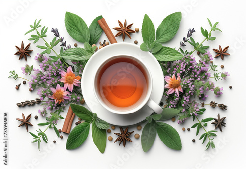 Herbal tea made from dried and fresh herbs, flowers, and plants