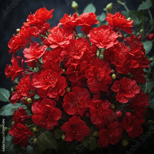 A bouquet of red enthurium flowers, each one unique in its shape and color, come together to create a stunning display of nature's beauty
