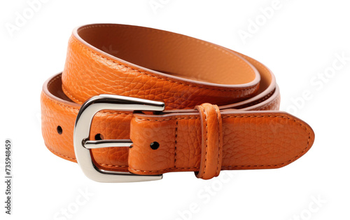 Orange Belt With Metal Buckle. A close up photo showing an orange belt with a metal buckle.