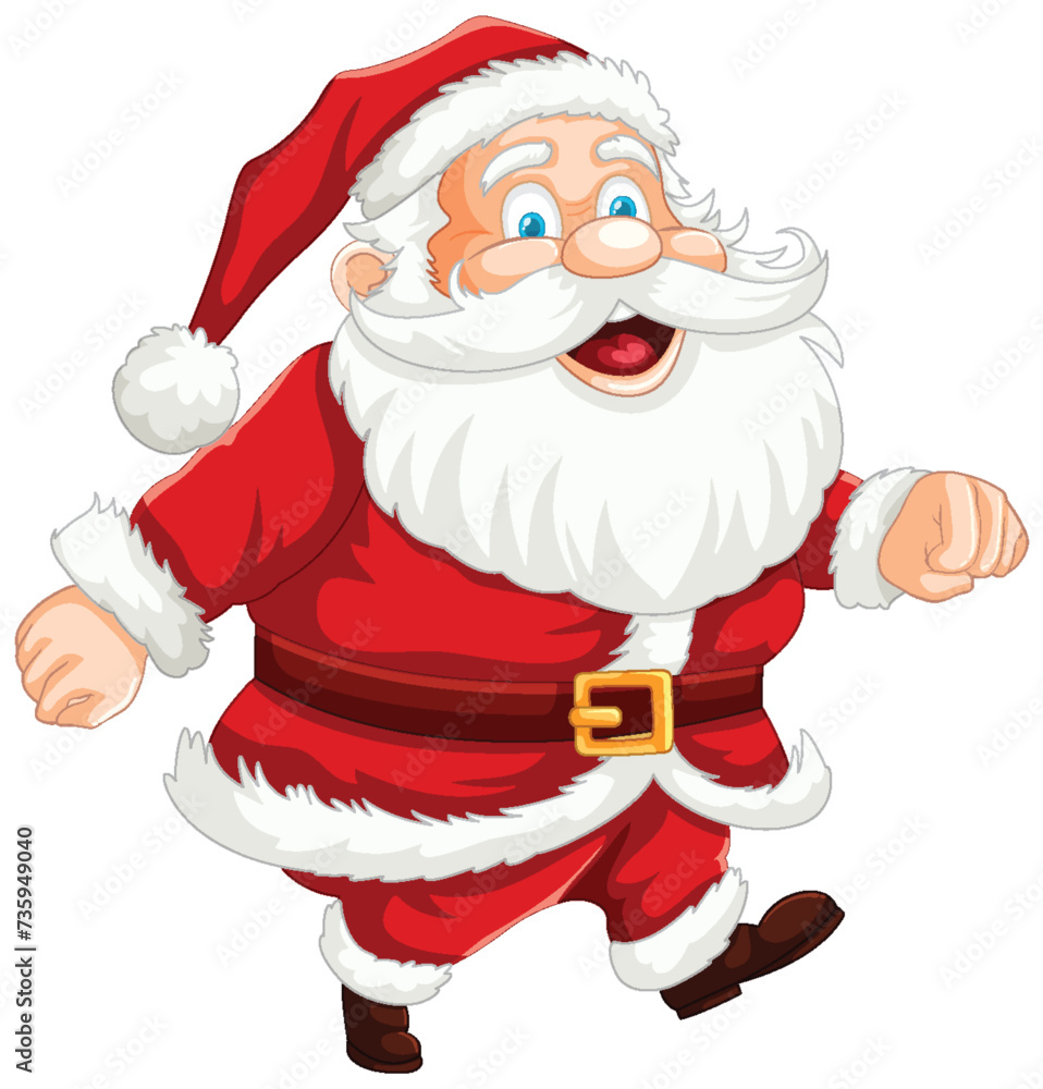 Cartoon Santa Claus running with a happy smile. Cartoon Santa Claus running with a happy smile.