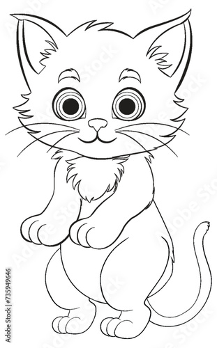 Cute cartoon kitten with big eyes and whiskers