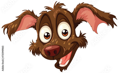 Vector illustration of a cheerful brown dog