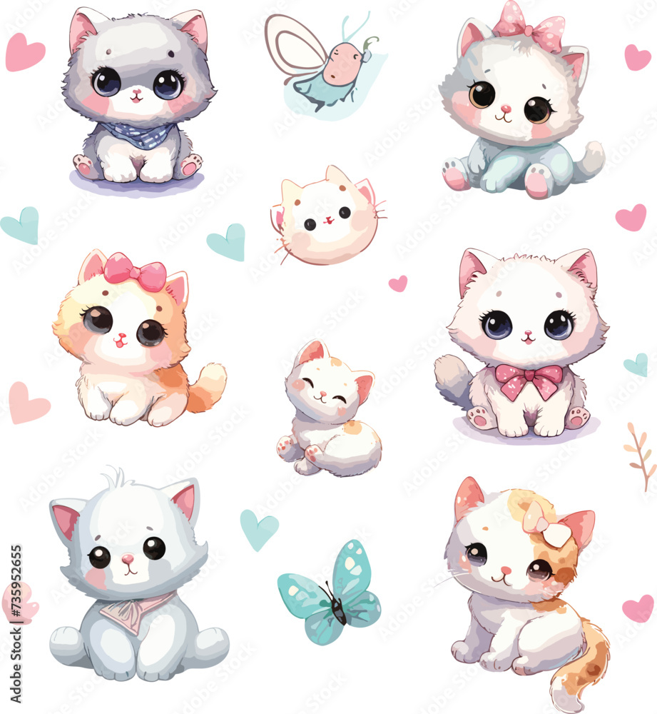 Cute Baby Cat water Color Vector Image