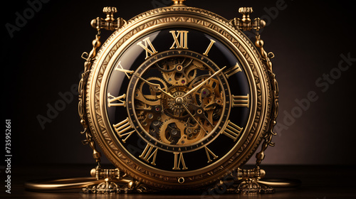 Gold vintage clock with Roman numerals