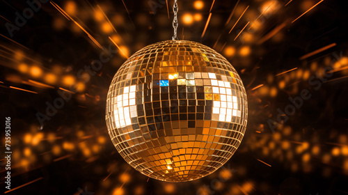Golden disco mirror ball spinning and breaking