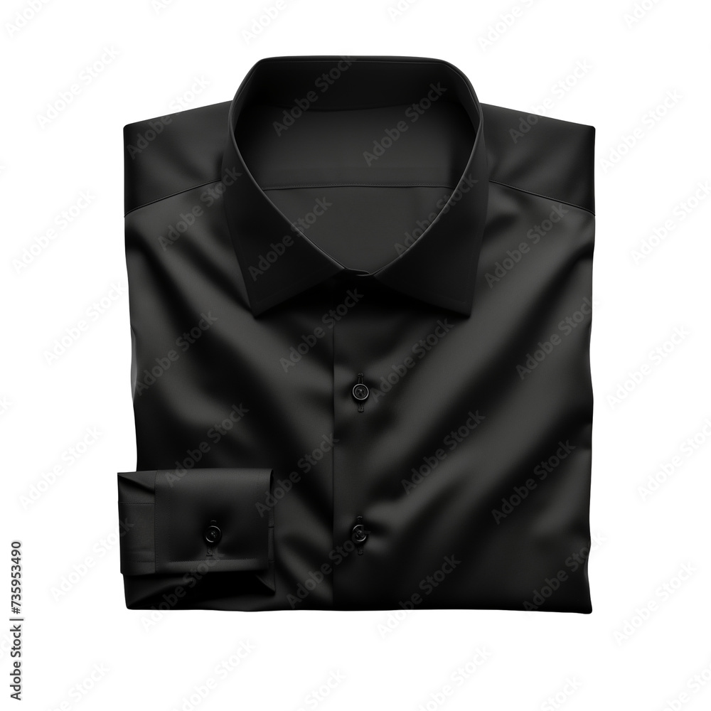 black classic neatly folded shirt, isolated on transparent background black classic neatly folded shirt, isolated on transparent background