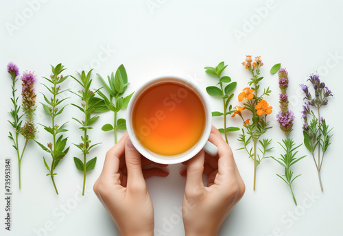 Woman holding a cup of herb tea