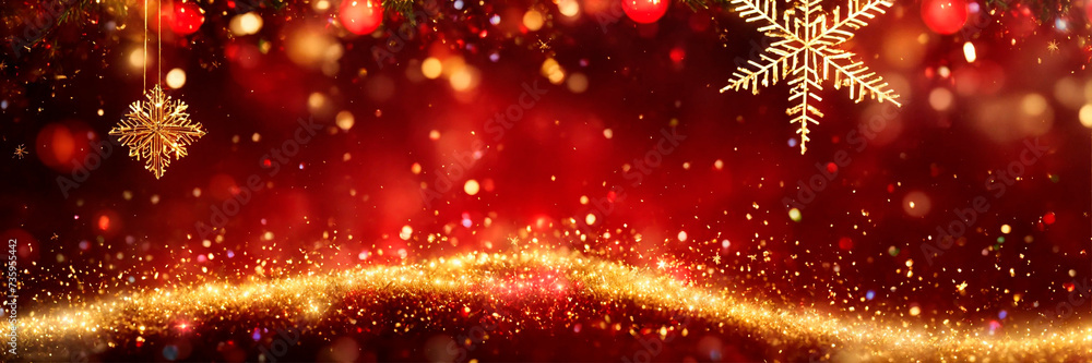 red gold christmas background abstraction. Selective focus.