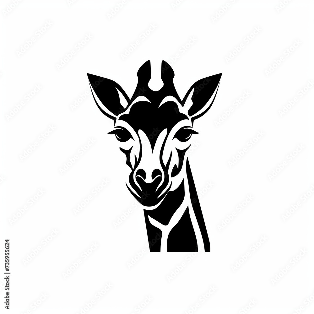 Black giraffe logo design, vector, white background 