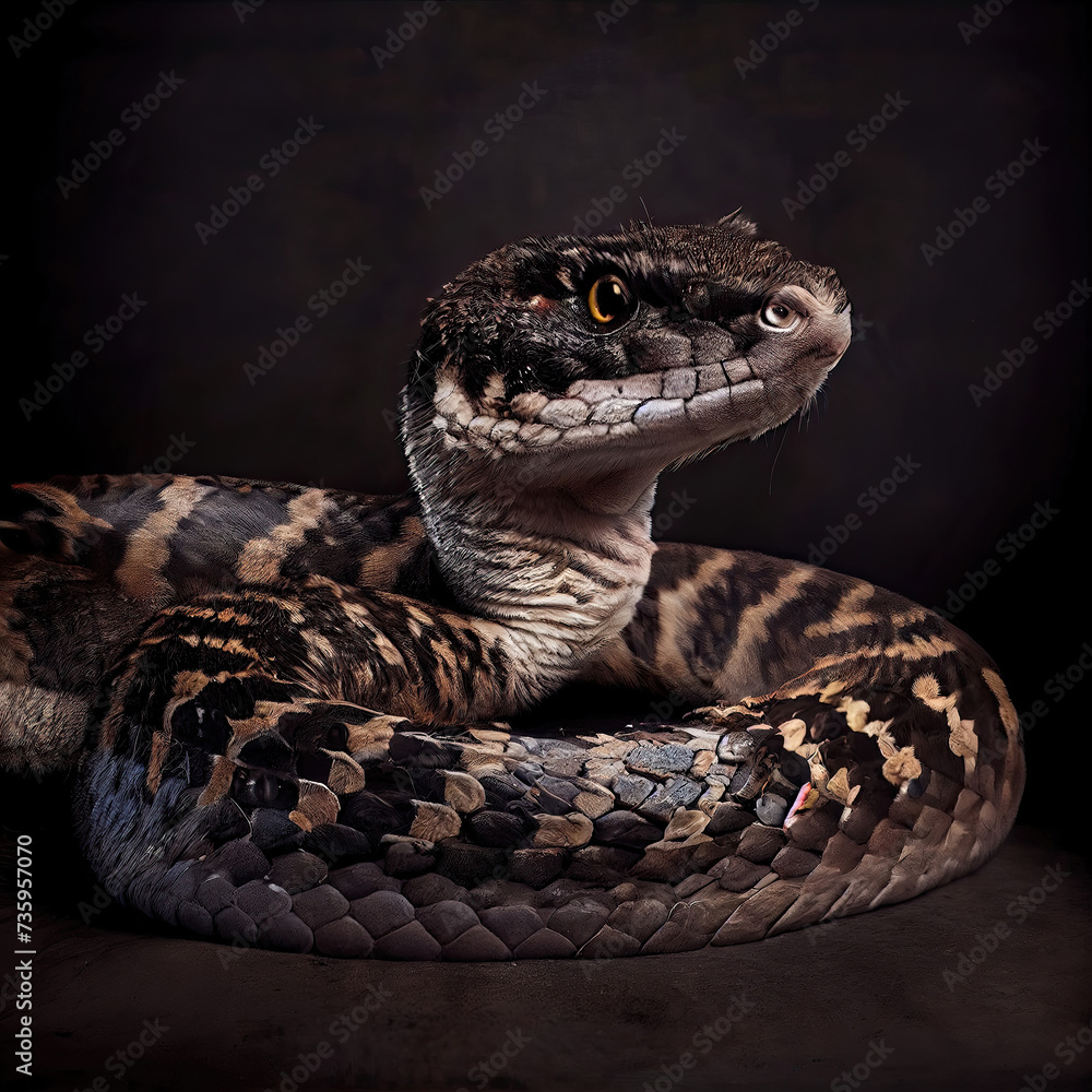 European Adder Snake Portrait in Professional Studio Setting European Adder Snake Portrait in Professional Studio Setting