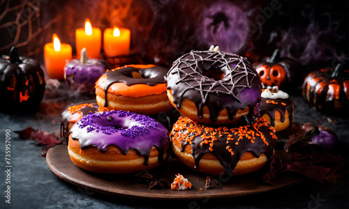 donuts for halloween decor. Selective focus. photo