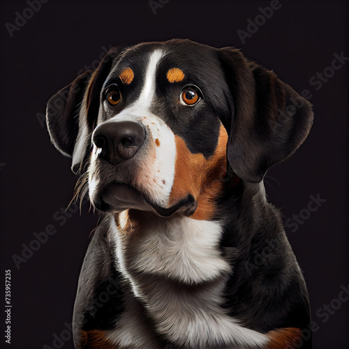 Entlebucher Mountain Dog Portrait in Professional Studio