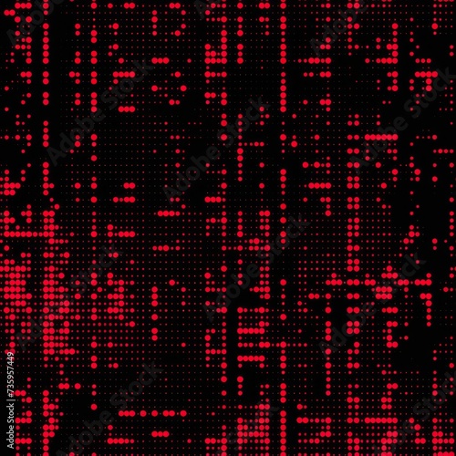Wallpaper Mural Digital Seamless Pattern: Red Roses in ASCII Art on Black Background for Contemporary Designs Torontodigital.ca