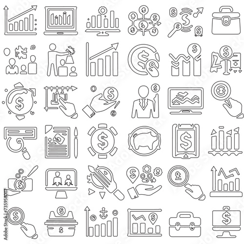 business icons set vector