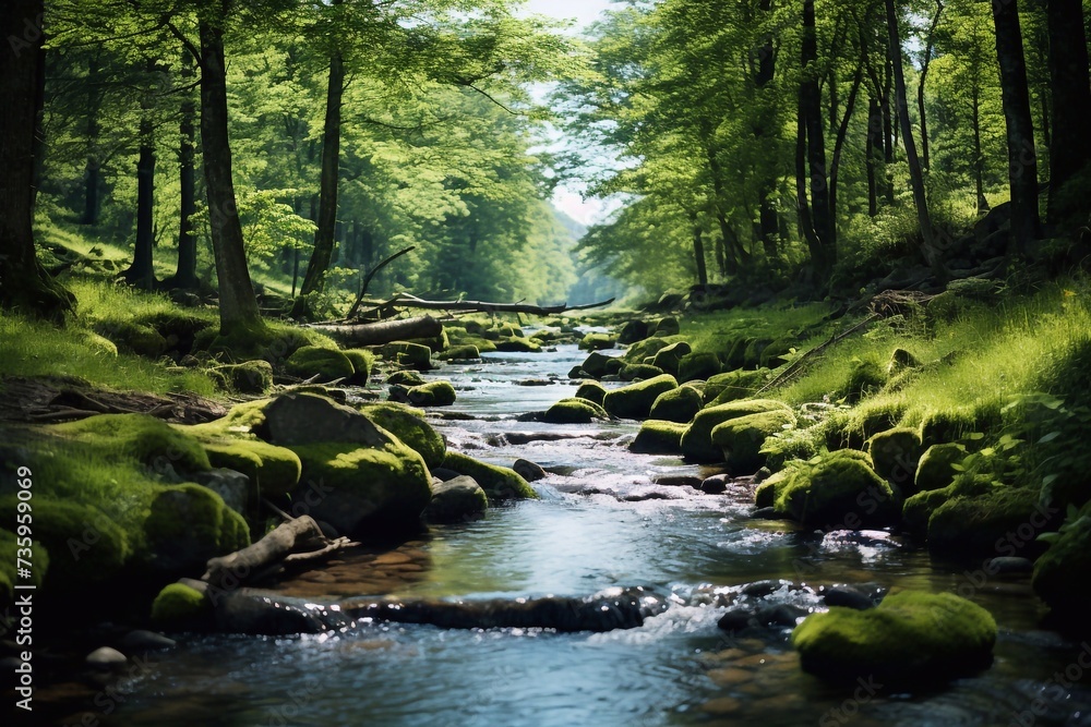 Spring background Stream of water in the forest Spring background Stream of water in the forest