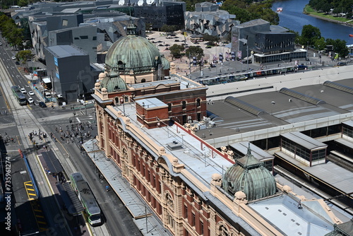 flinders street train station, decretive Victorian stile architecture , Melbourne Victoria Australia 