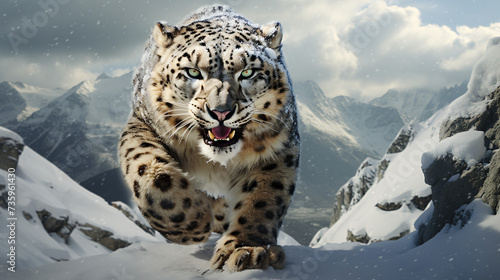 Majestic snow leopard