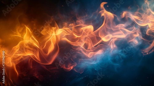 Vibrant Orange and Blue Background With Fiery Flames