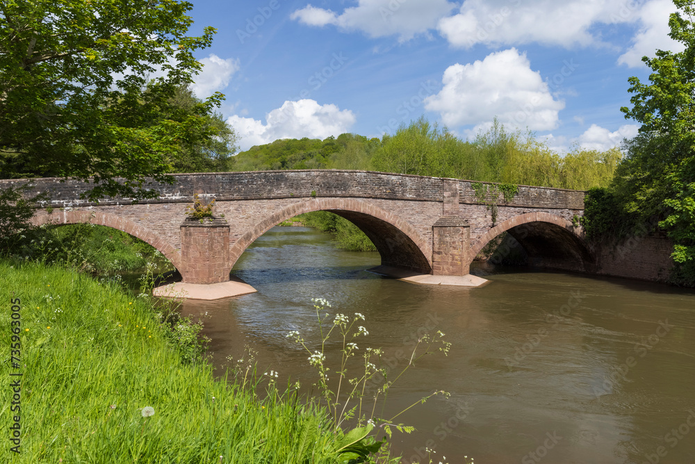 The road bridge over the River Monnow at Skenfrith built in 1824. Monmouthshire, Wales, UK