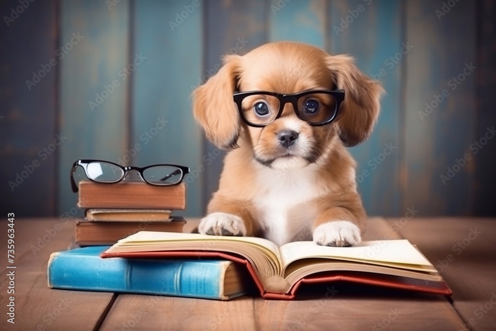 Funny Doggy with a book in his hands