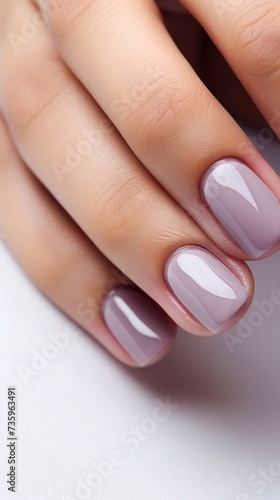 Beautiful light gray  nude manicure  vertical photo