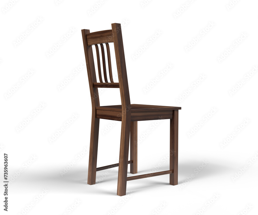 Simple wooden chair on white background, mockup, packshot Simple wooden chair on white background, mockup, packshot