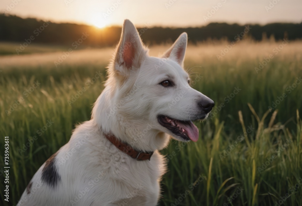 portrait of dog among the grasses