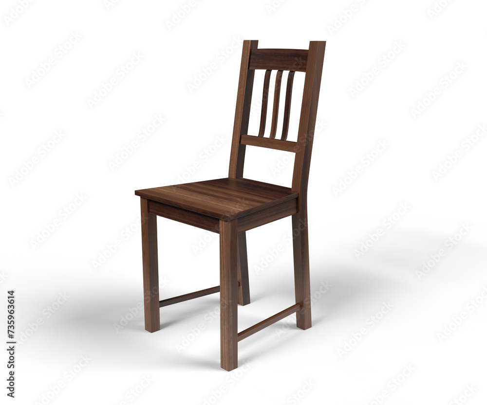 Simple wooden chair on white background, mockup, packshot Simple wooden chair on white background, mockup, packshot