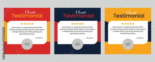 Creative client testimonial or feedback review social media post design. 