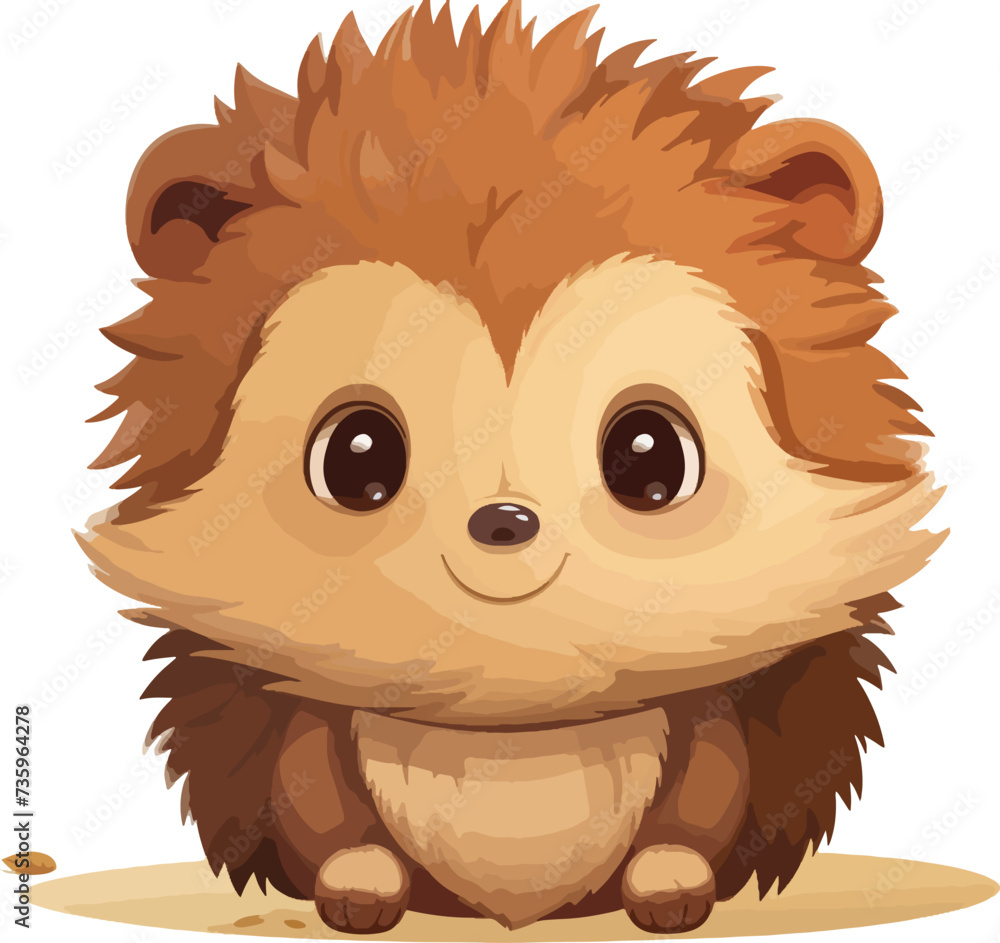 Cute little hedgehog isolated. Cartoon animal.