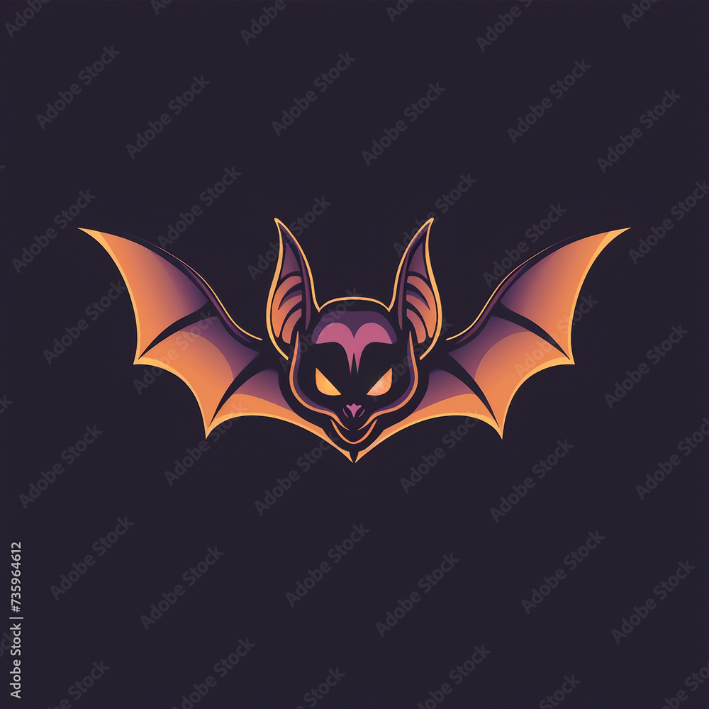 Flat vector logo of a beautiful flying bat Flat vector logo of a beautiful flying bat