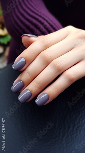 beautiful shiny gray manicure color  vertical photo