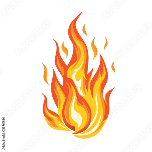 Flame illustration flat vector isolated on white.