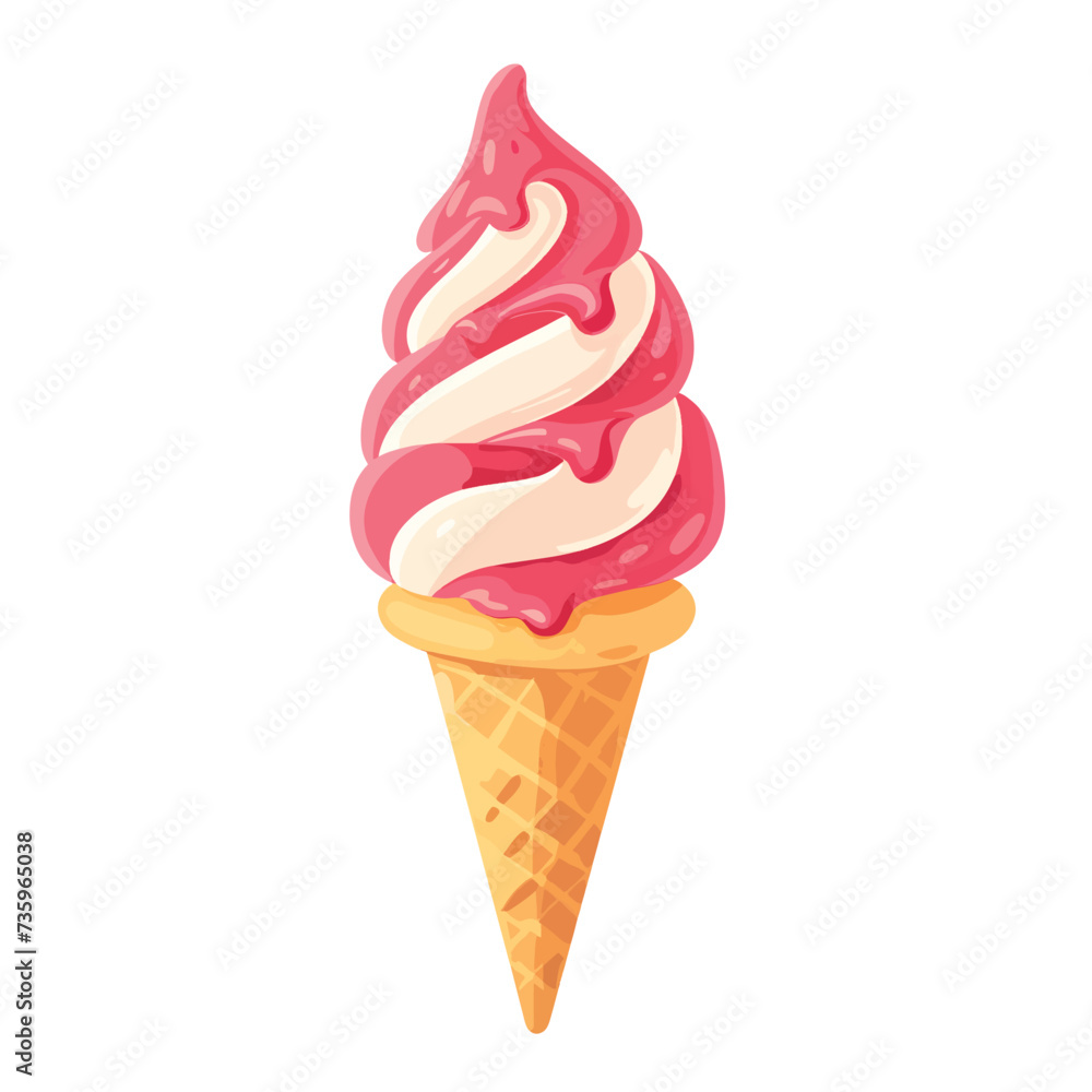 Ice Cream Cone Cartoon Vector Icon Illustration.