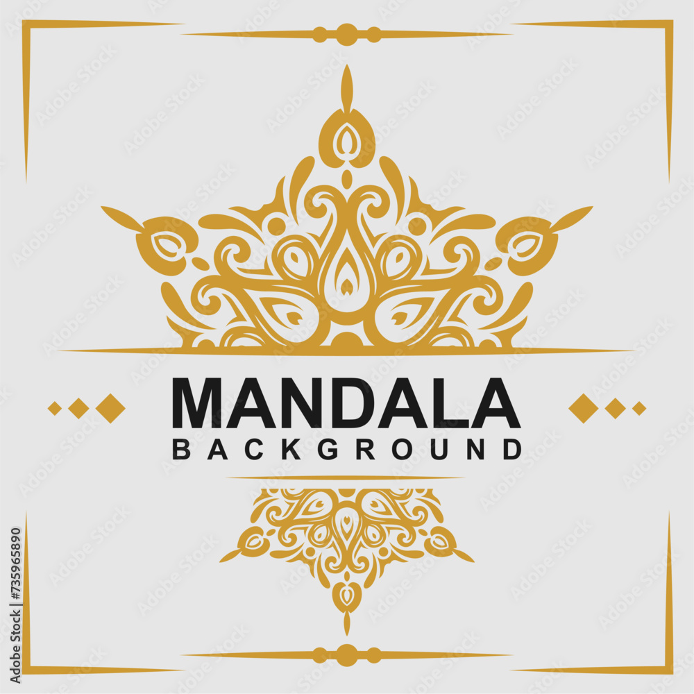 Golden frame with mandala background Golden frame with mandala background