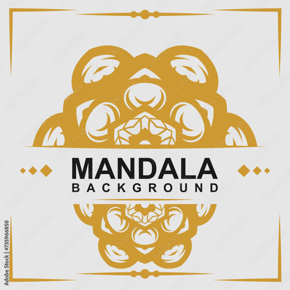 Golden frame with mandala background Golden frame with mandala background