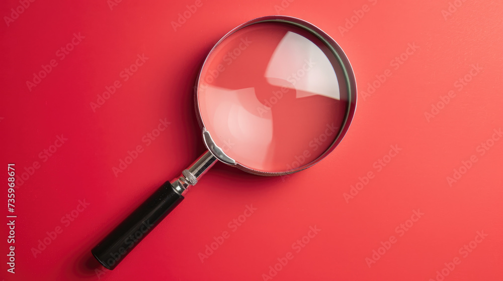 magnifying glass on red background magnifying glass on red background