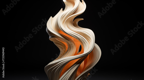 Black Smoke Fire Wave , 3d illustration of abstract geometric composition,digital fractal art works.