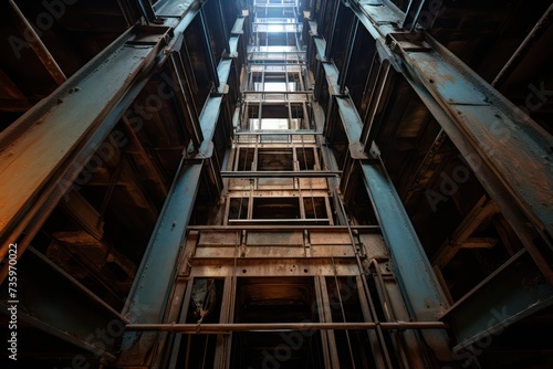 grunge elevator shaft of industrial building