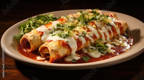 Classic enchiladas - spicy Mexican dishes rolled into a tortilla and baked